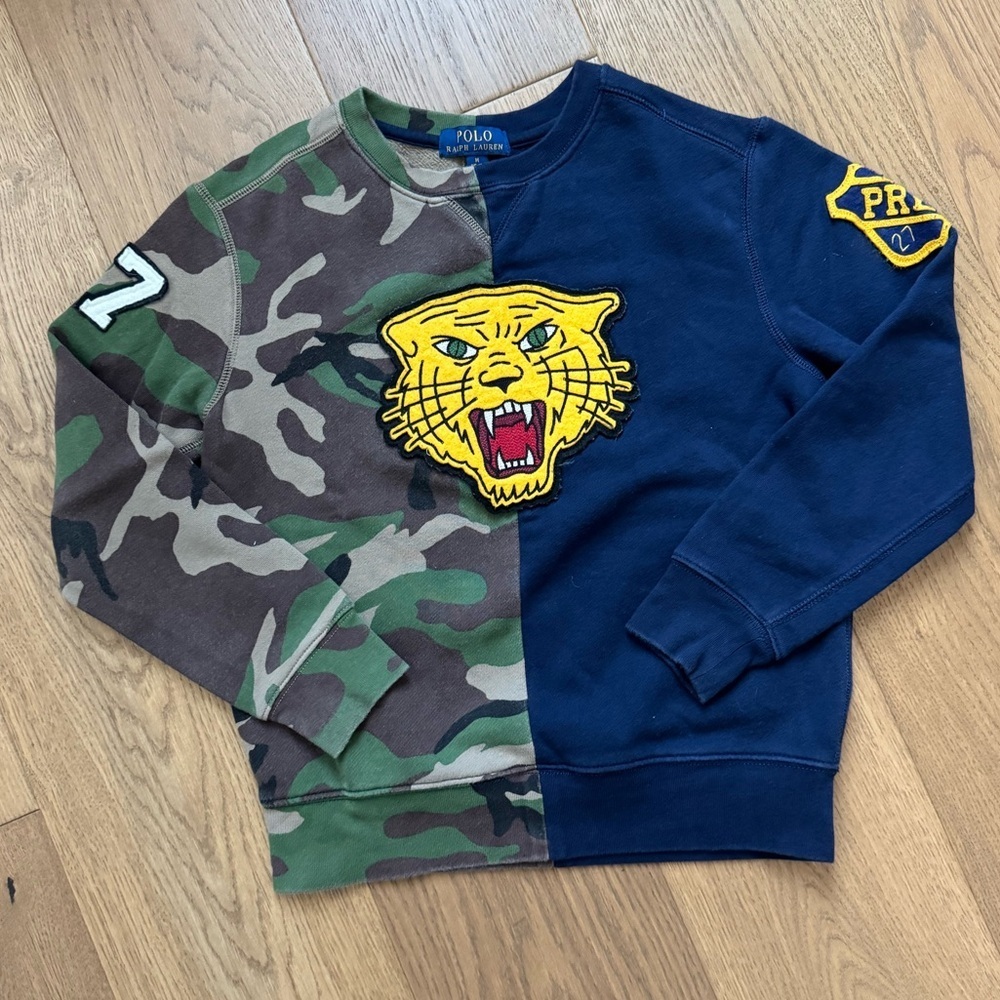 Polo Ralph Lauren Boys Crewneck Sweatshirt - Size M 10-12, Navy Blue, Camo - EUC